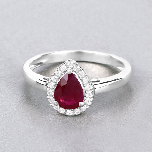 1.02 Carat Genuine Ruby and White Diamond 14K White Gold Ring - Rings - Custom Crafting Alliance, LLC