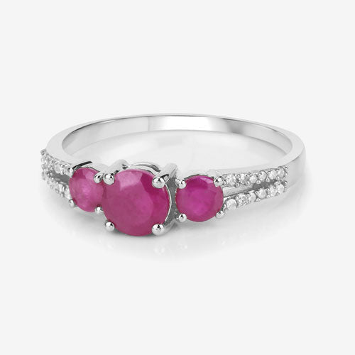 1.02 Carat Genuine Ruby and White Diamond 14K White Gold Ring - Rings - Custom Crafting Alliance, LLC