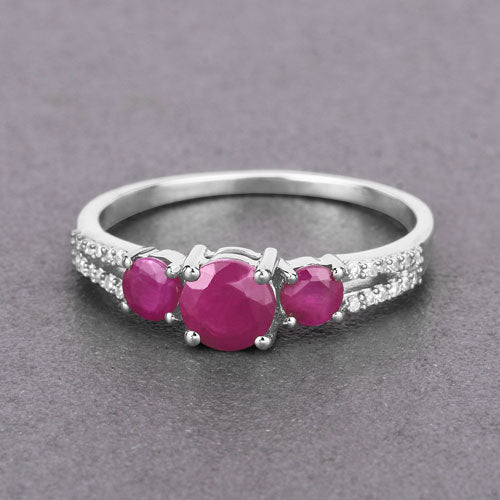 1.02 Carat Genuine Ruby and White Diamond 14K White Gold Ring - Rings - Custom Crafting Alliance, LLC