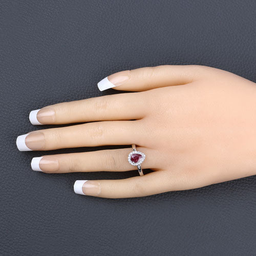 1.02 Carat Genuine Ruby and White Diamond 14K White Gold Ring - Rings - Custom Crafting Alliance, LLC