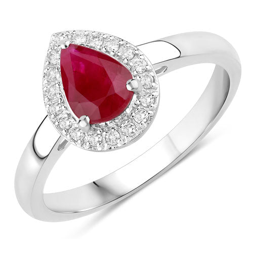 1.02 Carat Genuine Ruby and White Diamond 14K White Gold Ring - Rings - Custom Crafting Alliance, LLC