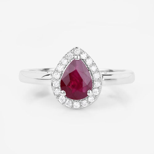 1.02 Carat Genuine Ruby and White Diamond 14K White Gold Ring - Rings - Custom Crafting Alliance, LLC