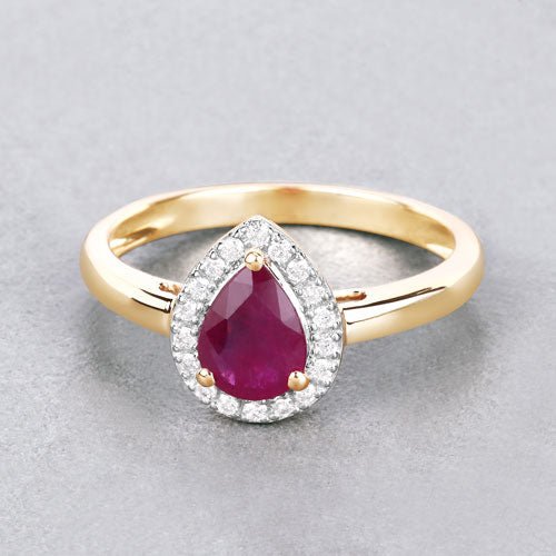 1.02 Carat Genuine Ruby and White Diamond 14K Yellow Gold Ring - Rings - Custom Crafting Alliance, LLC
