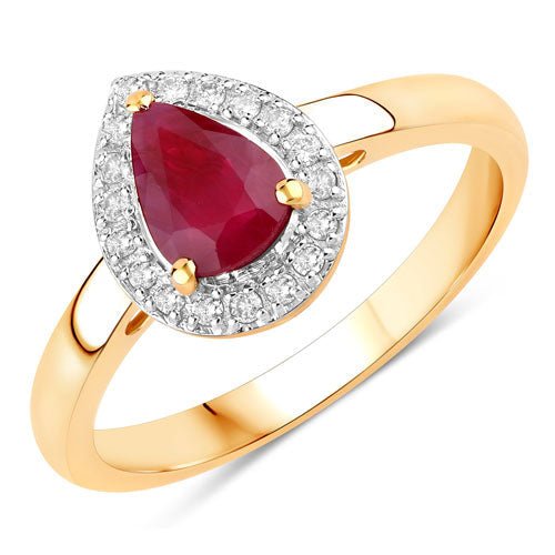 1.02 Carat Genuine Ruby and White Diamond 14K Yellow Gold Ring - Rings - Custom Crafting Alliance, LLC