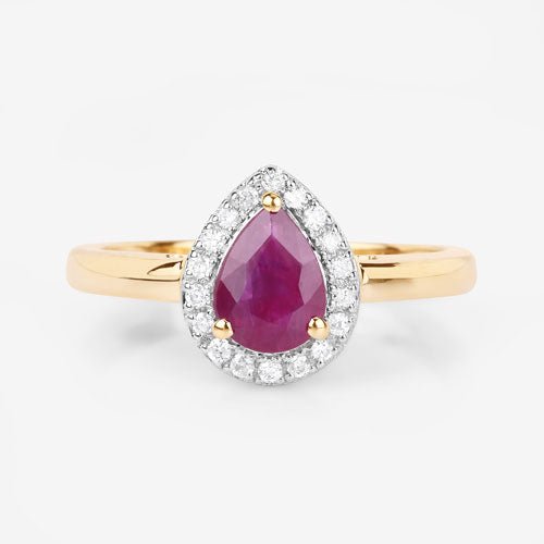 1.02 Carat Genuine Ruby and White Diamond 14K Yellow Gold Ring - Rings - Custom Crafting Alliance, LLC
