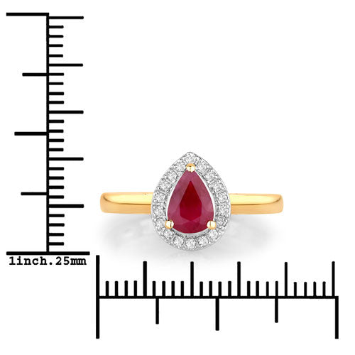 1.02 Carat Genuine Ruby and White Diamond 14K Yellow Gold Ring - Rings - Custom Crafting Alliance, LLC
