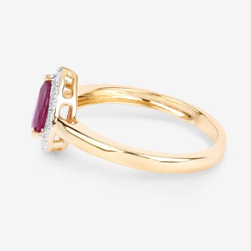 1.02 Carat Genuine Ruby and White Diamond 14K Yellow Gold Ring - Rings - Custom Crafting Alliance, LLC
