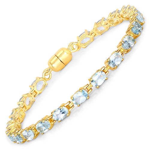 10.20 Carat Genuine Blue Topaz .925 Sterling Silver Bracelet - Bracelets - Custom Crafting Alliance, LLC