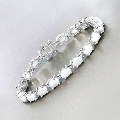 10.26 Carat Genuine Opal .925 Sterling Silver Bracelet - Bracelets - Custom Crafting Alliance, LLC