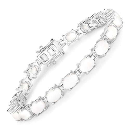10.26 Carat Genuine Opal .925 Sterling Silver Bracelet - Bracelets - Custom Crafting Alliance, LLC