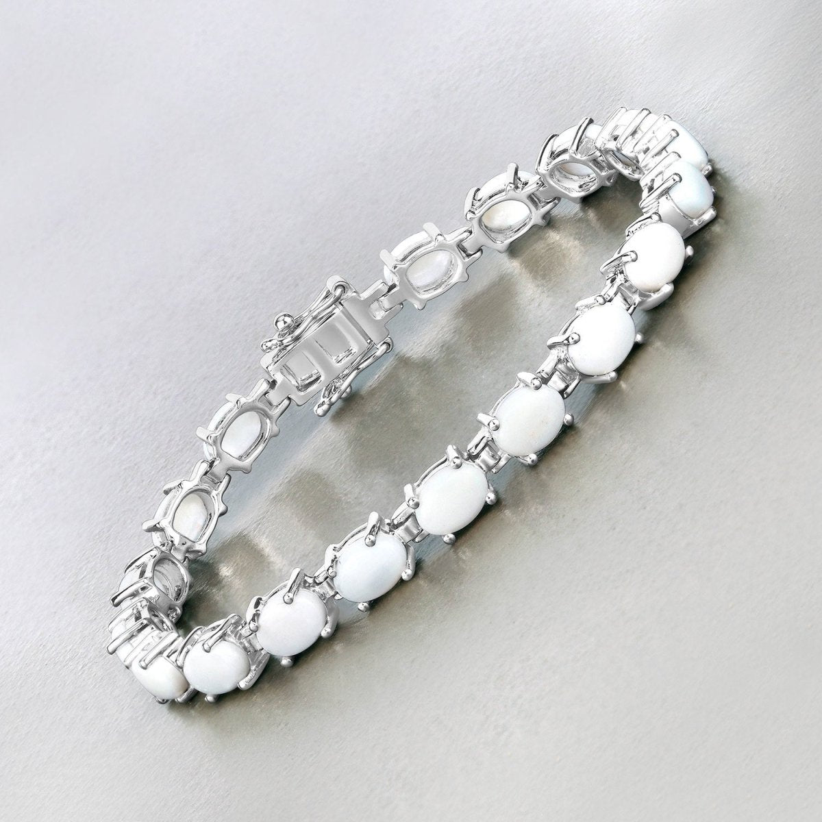 10.26 Carat Genuine Opal .925 Sterling Silver Bracelet - Bracelets - Custom Crafting Alliance, LLC