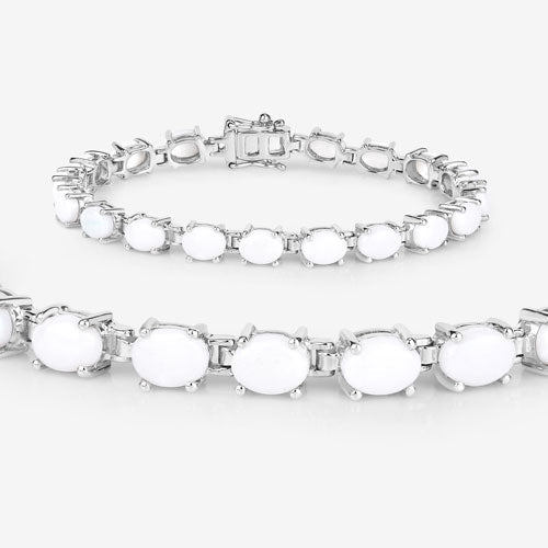 10.26 Carat Genuine Opal .925 Sterling Silver Bracelet - Bracelets - Custom Crafting Alliance, LLC
