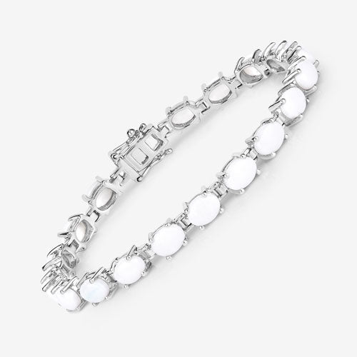 10.26 Carat Genuine Opal .925 Sterling Silver Bracelet - Bracelets - Custom Crafting Alliance, LLC