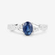 1.04 Carat Genuine Blue Sapphire and White Diamond 14K White Gold Ring - Rings - Custom Crafting Alliance, LLC