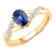 1.04 Carat Genuine Blue Sapphire and White Diamond 14K Yellow Gold Ring - Rings - Custom Crafting Alliance, LLC