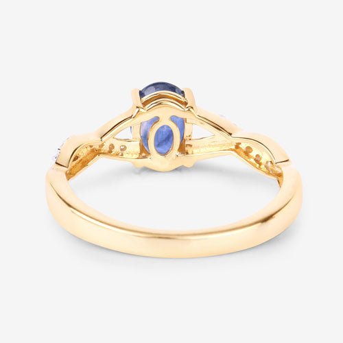 1.04 Carat Genuine Blue Sapphire and White Diamond 14K Yellow Gold Ring - Rings - Custom Crafting Alliance, LLC