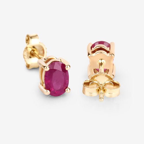 1.04 Carat Genuine Ruby 10K Yellow Gold Earrings - Earrings - Custom Crafting Alliance, LLC