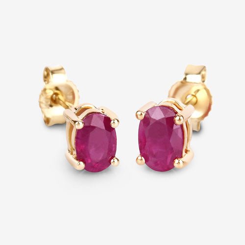 1.04 Carat Genuine Ruby 10K Yellow Gold Earrings - Earrings - Custom Crafting Alliance, LLC
