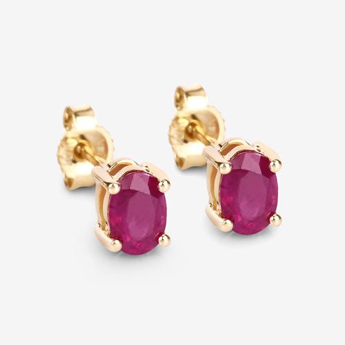 1.04 Carat Genuine Ruby 10K Yellow Gold Earrings - Earrings - Custom Crafting Alliance, LLC