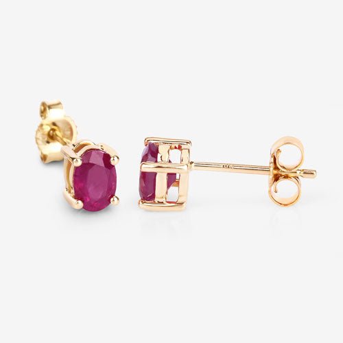 1.04 Carat Genuine Ruby 10K Yellow Gold Earrings - Earrings - Custom Crafting Alliance, LLC