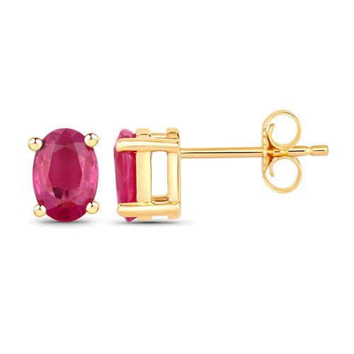 1.04 Carat Genuine Ruby 10K Yellow Gold Earrings - Earrings - Custom Crafting Alliance, LLC
