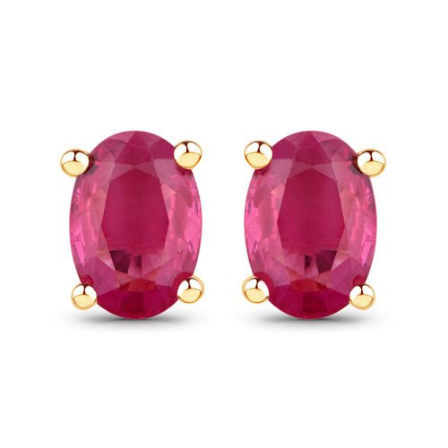 1.04 Carat Genuine Ruby 10K Yellow Gold Earrings - Earrings - Custom Crafting Alliance, LLC