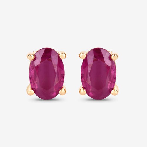 1.04 Carat Genuine Ruby 10K Yellow Gold Earrings - Earrings - Custom Crafting Alliance, LLC