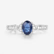 1.05 Carat Genuine Blue Sapphire and White Diamond 10K White Gold Ring - Rings - Custom Crafting Alliance, LLC