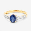 1.05 Carat Genuine Blue Sapphire and White Diamond 10K Yellow Gold Ring - Rings - Custom Crafting Alliance, LLC