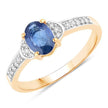 1.05 Carat Genuine Blue Sapphire and White Diamond 10K Yellow Gold Ring - Rings - Custom Crafting Alliance, LLC