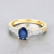 1.05 Carat Genuine Blue Sapphire and White Diamond 10K Yellow Gold Ring - Rings - Custom Crafting Alliance, LLC