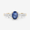 1.05 Carat Genuine Blue Sapphire and White Diamond 10K Yellow Gold Ring - Rings - Custom Crafting Alliance, LLC