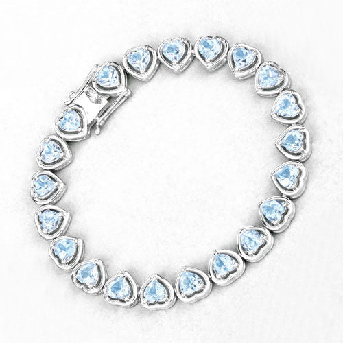 10.50 Carat Genuine Blue Topaz .925 Sterling Silver Bracelet - Bracelets - Custom Crafting Alliance, LLC
