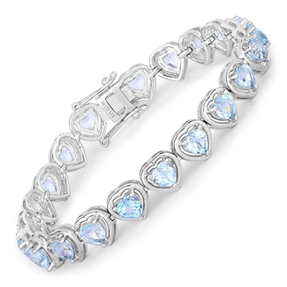 10.50 Carat Genuine Blue Topaz .925 Sterling Silver Bracelet - Bracelets - Custom Crafting Alliance, LLC