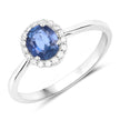 1.06 Carat Genuine Blue Sapphire and White Diamond 14K White Gold Ring - Rings - Custom Crafting Alliance, LLC