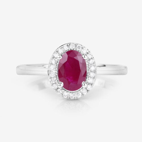 1.06 Carat Genuine Ruby and White Diamond 14K White Gold Ring - Rings - Custom Crafting Alliance, LLC
