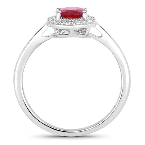 1.06 Carat Genuine Ruby and White Diamond 14K White Gold Ring - Rings - Custom Crafting Alliance, LLC