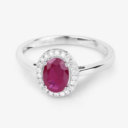 1.06 Carat Genuine Ruby and White Diamond 14K White Gold Ring - Rings - Custom Crafting Alliance, LLC