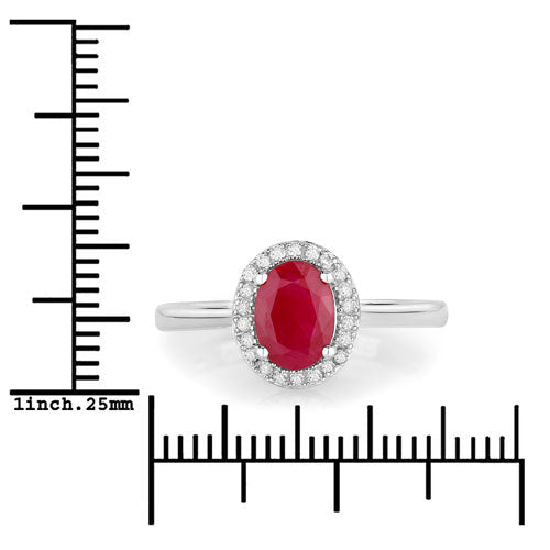 1.06 Carat Genuine Ruby and White Diamond 14K White Gold Ring - Rings - Custom Crafting Alliance, LLC