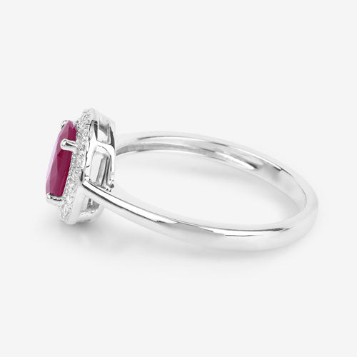 1.06 Carat Genuine Ruby and White Diamond 14K White Gold Ring - Rings - Custom Crafting Alliance, LLC