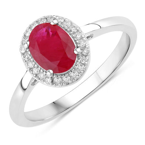 1.06 Carat Genuine Ruby and White Diamond 14K White Gold Ring - Rings - Custom Crafting Alliance, LLC