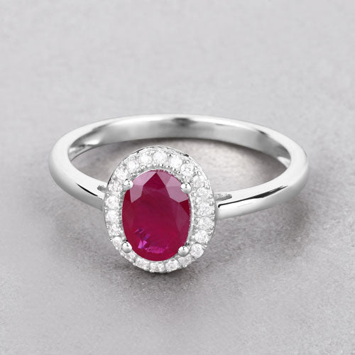 1.06 Carat Genuine Ruby and White Diamond 14K White Gold Ring - Rings - Custom Crafting Alliance, LLC