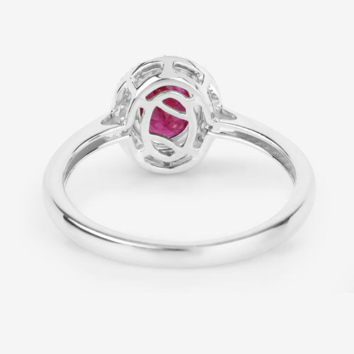 1.06 Carat Genuine Ruby and White Diamond 14K White Gold Ring - Rings - Custom Crafting Alliance, LLC