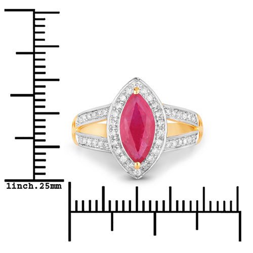 1.06 Carat Genuine Ruby and White Diamond 14K Yellow Gold Ring - Rings - Custom Crafting Alliance, LLC