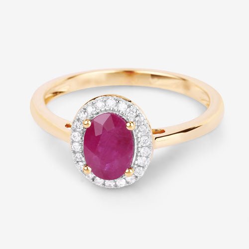 1.06 Carat Genuine Ruby and White Diamond 14K Yellow Gold Ring - Rings - Custom Crafting Alliance, LLC