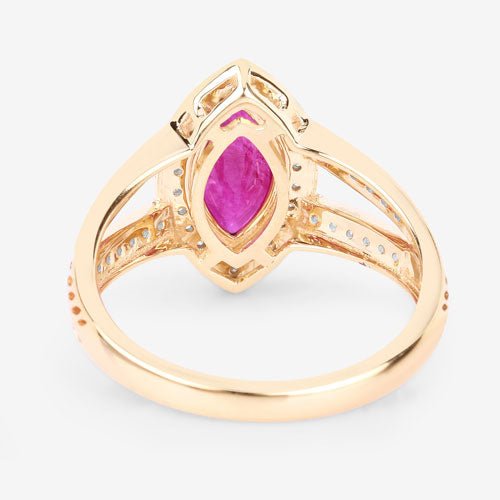 1.06 Carat Genuine Ruby and White Diamond 14K Yellow Gold Ring - Rings - Custom Crafting Alliance, LLC