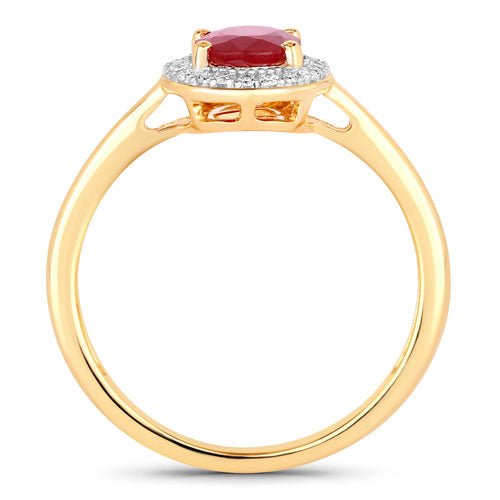 1.06 Carat Genuine Ruby and White Diamond 14K Yellow Gold Ring - Rings - Custom Crafting Alliance, LLC