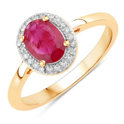 1.06 Carat Genuine Ruby and White Diamond 14K Yellow Gold Ring - Rings - Custom Crafting Alliance, LLC