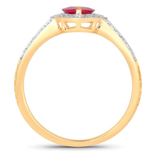 1.06 Carat Genuine Ruby and White Diamond 14K Yellow Gold Ring - Rings - Custom Crafting Alliance, LLC