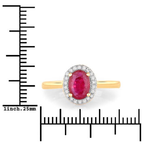 1.06 Carat Genuine Ruby and White Diamond 14K Yellow Gold Ring - Rings - Custom Crafting Alliance, LLC